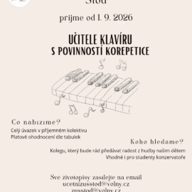 ZUŠ Stod hledá klavíristu